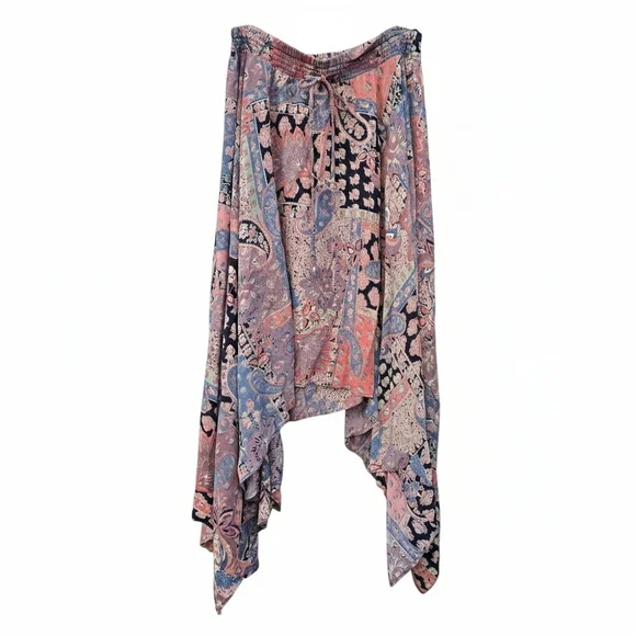 Angie Paisley Patchwork Handkerchief Hem Skirt Pink Boho Large - Picture 2 of 12